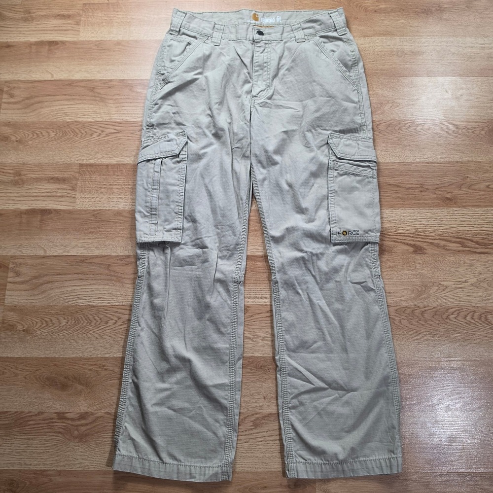 Carhartt Cargo Pants Mens 32x30 Tan Force Relaxed Fit Ripstop Trousers 101148